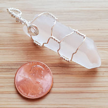 Load image into Gallery viewer, clear quartz amulet coming up rainbows
